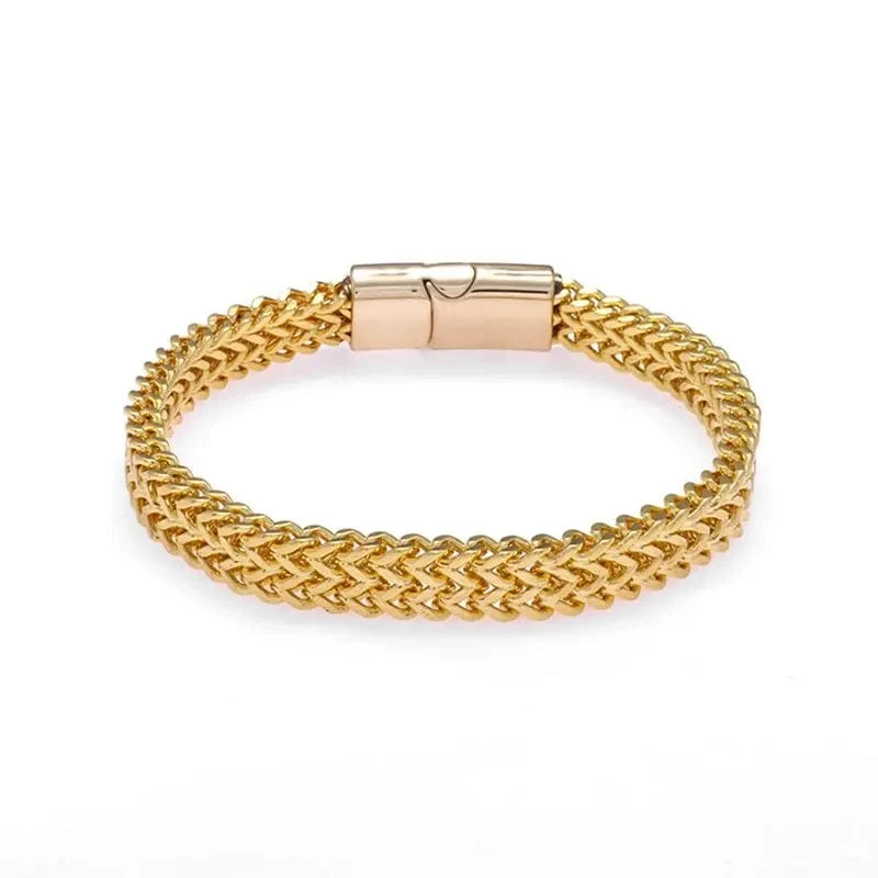 Geflochtenes zweireihiges Metallarmband aus Edelstahl, geeignet für Männer und Mädchen, personalisierter Hip-Hop-Rock-Party-Punk-Schmuck