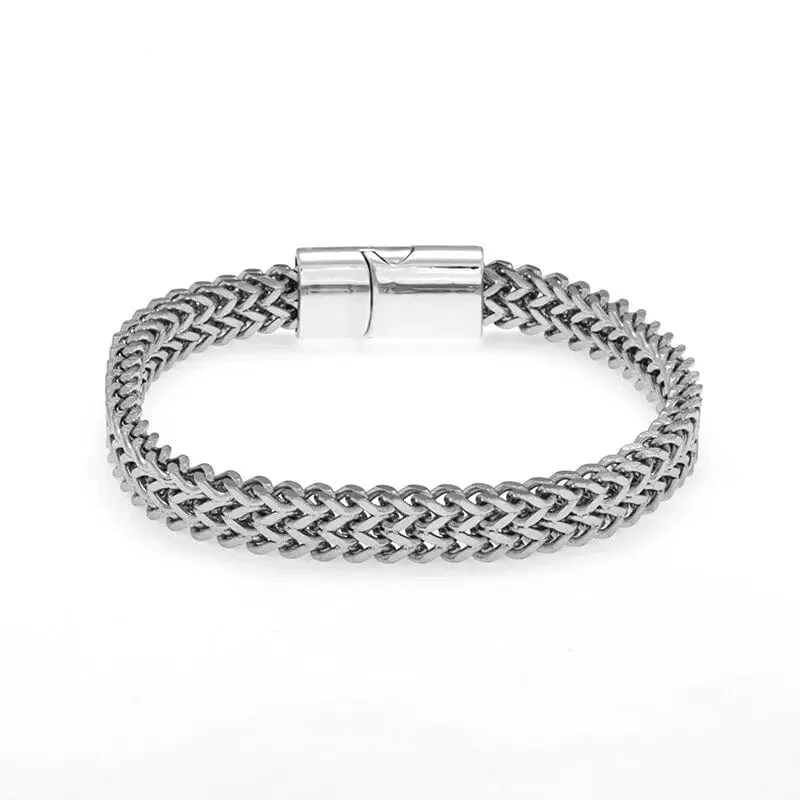 Geflochtenes zweireihiges Metallarmband aus Edelstahl, geeignet für Männer und Mädchen, personalisierter Hip-Hop-Rock-Party-Punk-Schmuck