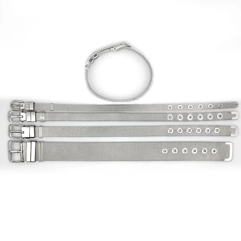 1 STÜCK 8mm 10mm 18mm Edelstahlgewebe Armband Armband Armreifen Passend Für Schiebebuchstaben Charms Männer Frauen Geschenk