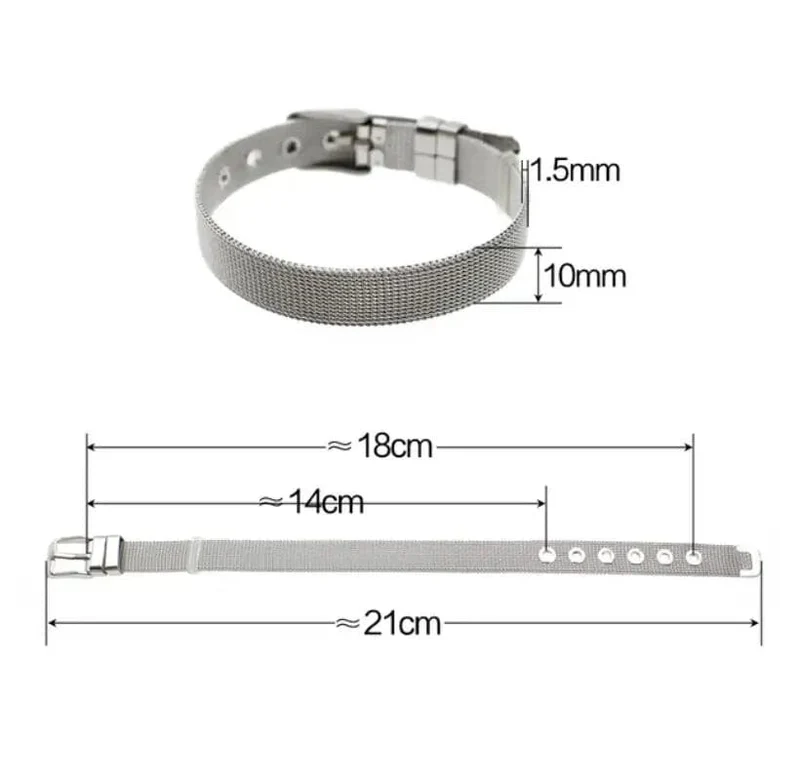 1 STÜCK 8mm 10mm 18mm Edelstahlgewebe Armband Armband Armreifen Passend Für Schiebebuchstaben Charms Männer Frauen Geschenk