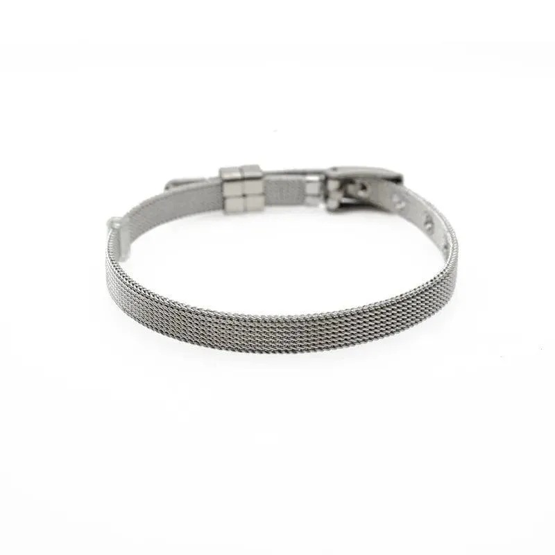1 STÜCK 8mm 10mm 18mm Edelstahlgewebe Armband Armband Armreifen Passend Für Schiebebuchstaben Charms Männer Frauen Geschenk