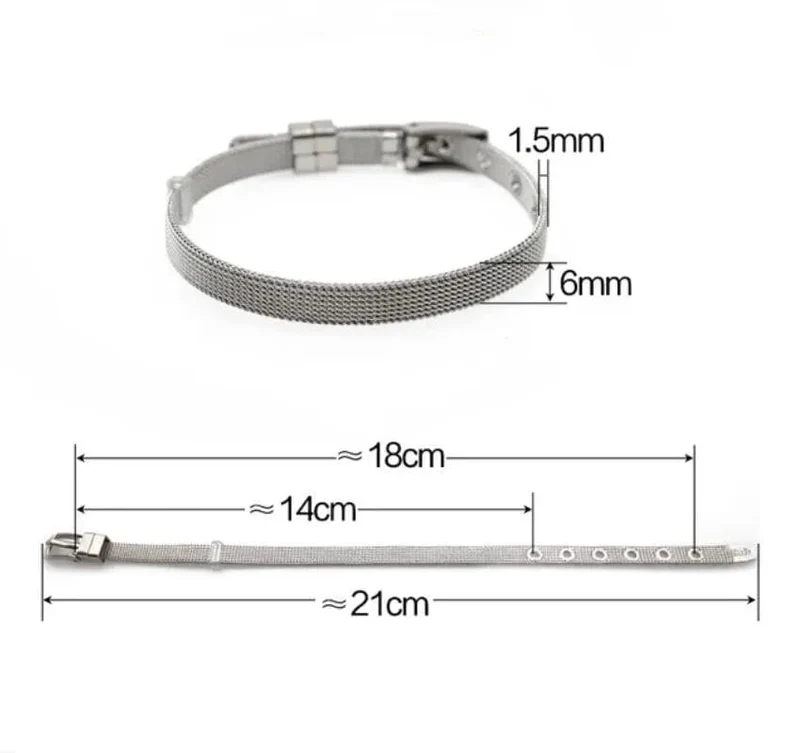1 STÜCK 8mm 10mm 18mm Edelstahlgewebe Armband Armband Armreifen Passend Für Schiebebuchstaben Charms Männer Frauen Geschenk