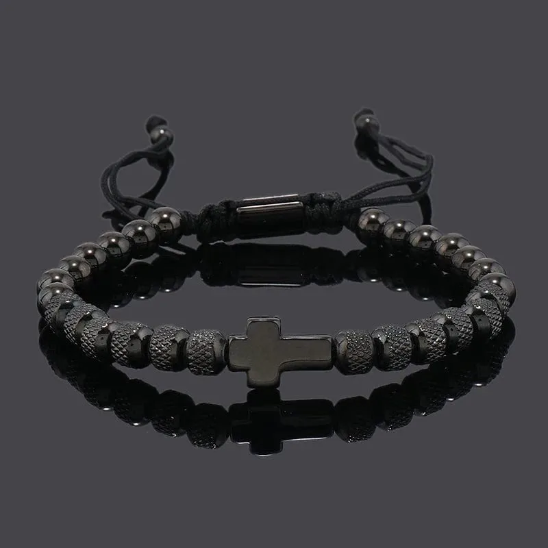 Luxus Edelstahl Kreuz Charms Mann Armband Für Frauen Titan Stahl Perlen Schmuck Geschenk