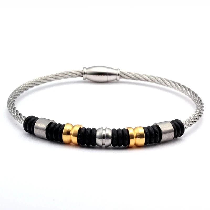 Neue Marke Edelstahl Perlen Armbänder & Armreifen Männer Frauen Schmuck Einzigartige Magnetdraht Manschette Geflochtene Männliche Charme Armbänder