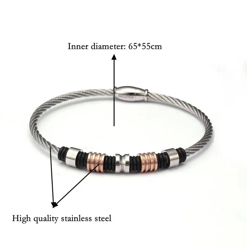 Neue Marke Edelstahl Perlen Armbänder & Armreifen Männer Frauen Schmuck Einzigartige Magnetdraht Manschette Geflochtene Männliche Charme Armbänder