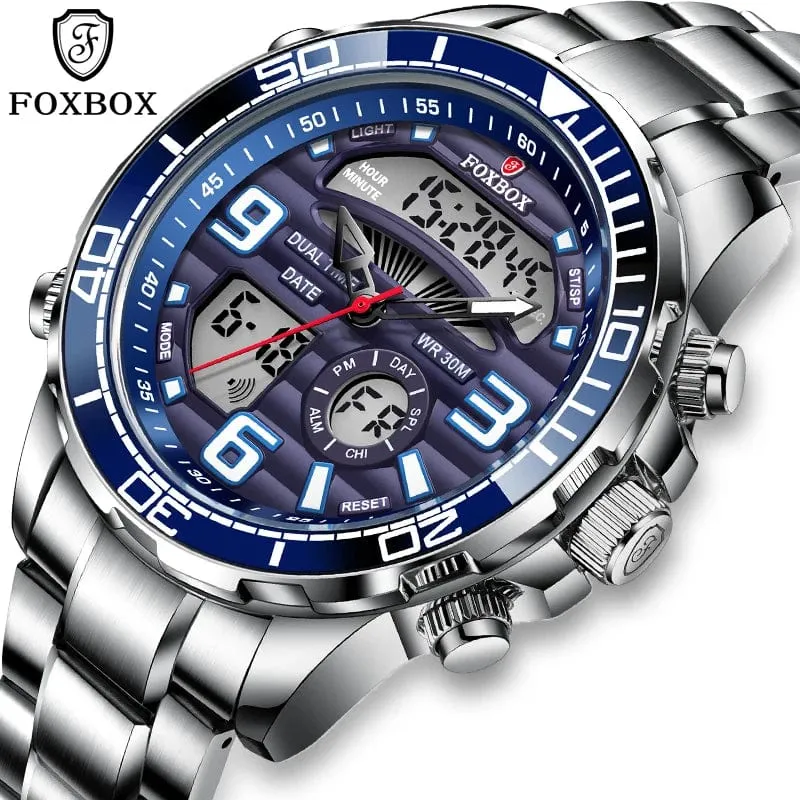 2024 LIGE Marke Foxbox Digitale Herrenuhren Top Luxus Sport Quarz Armbanduhr Für Männer Alle Stahl Militärische Wasserdichte Uhr + Box