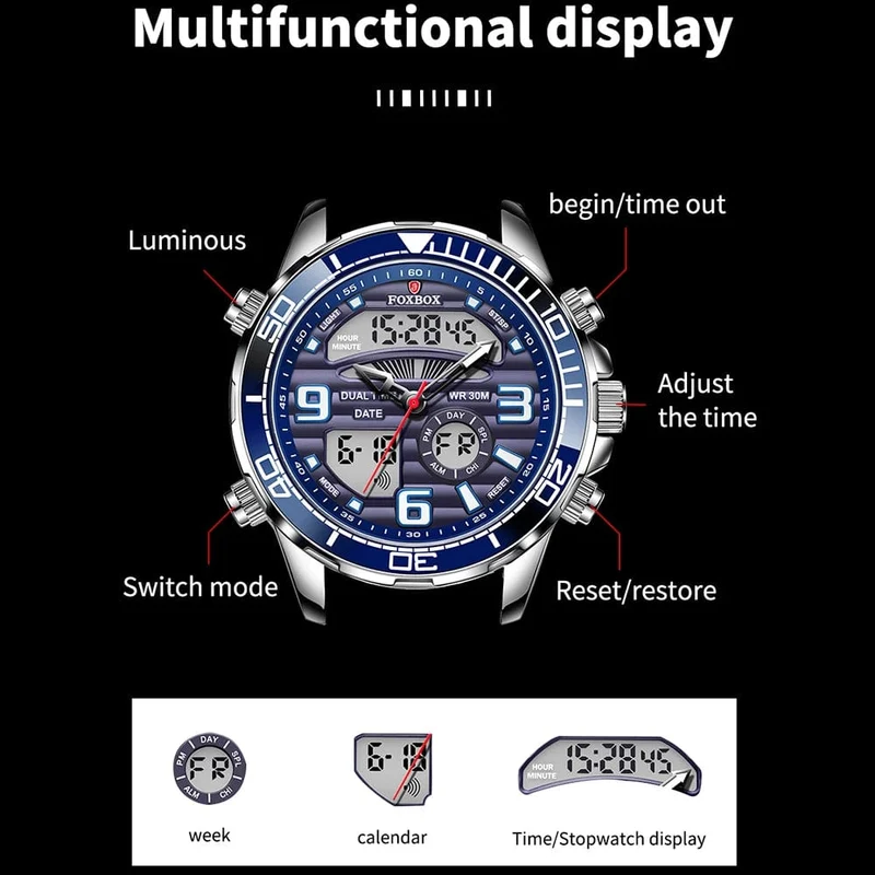2024 LIGE Marke Foxbox Digitale Herrenuhren Top Luxus Sport Quarz Armbanduhr Für Männer Alle Stahl Militärische Wasserdichte Uhr + Box