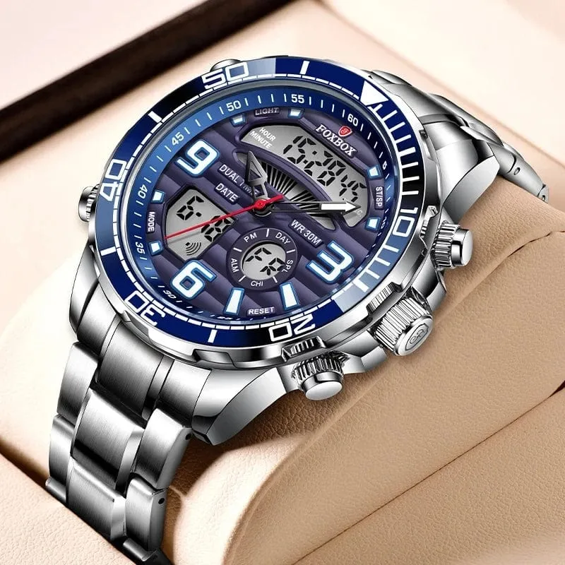 2024 LIGE Marke Foxbox Digitale Herrenuhren Top Luxus Sport Quarz Armbanduhr Für Männer Alle Stahl Militärische Wasserdichte Uhr + Box