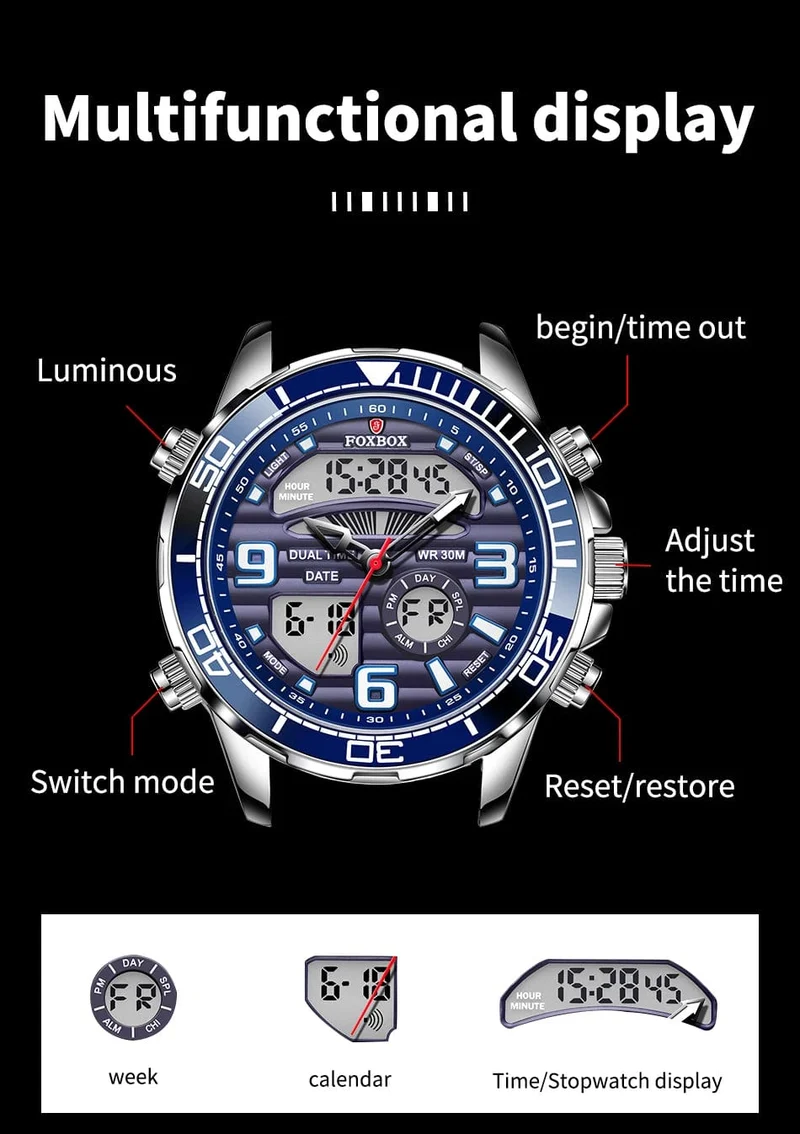 2024 LIGE Marke Foxbox Digitale Herrenuhren Top Luxus Sport Quarz Armbanduhr Für Männer Alle Stahl Militärische Wasserdichte Uhr + Box