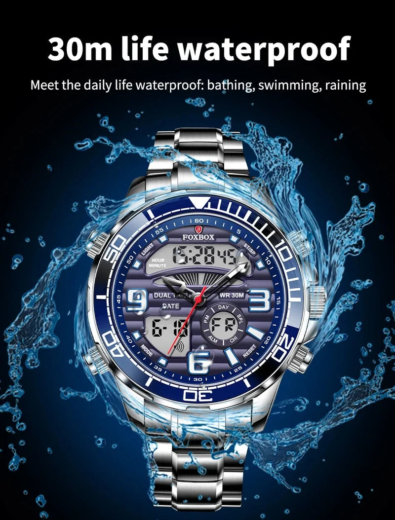 2024 LIGE Marke Foxbox Digitale Herrenuhren Top Luxus Sport Quarz Armbanduhr Für Männer Alle Stahl Militärische Wasserdichte Uhr + Box
