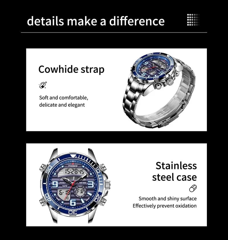 2024 LIGE Marke Foxbox Digitale Herrenuhren Top Luxus Sport Quarz Armbanduhr Für Männer Alle Stahl Militärische Wasserdichte Uhr + Box