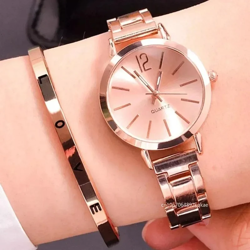 Damenmode Einfache Digitale Legierung mit Quarz Uhr Armband 2 stücke Set Luxus Frauen Einfache Zifferblatt Damen Uhren Reloj Mujer