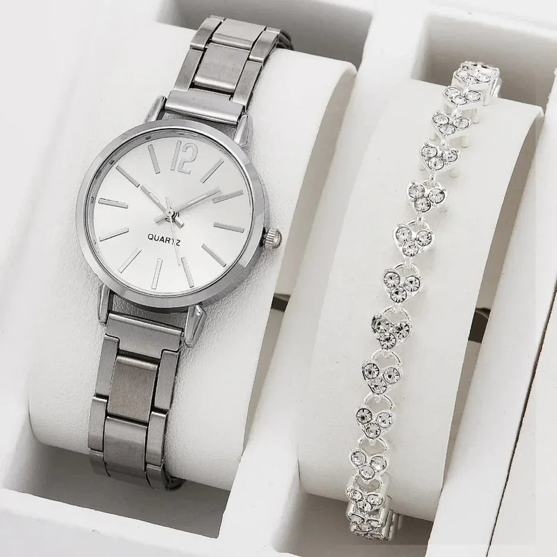 Damenmode Einfache Digitale Legierung mit Quarz Uhr Armband 2 stücke Set Luxus Frauen Einfache Zifferblatt Damen Uhren Reloj Mujer