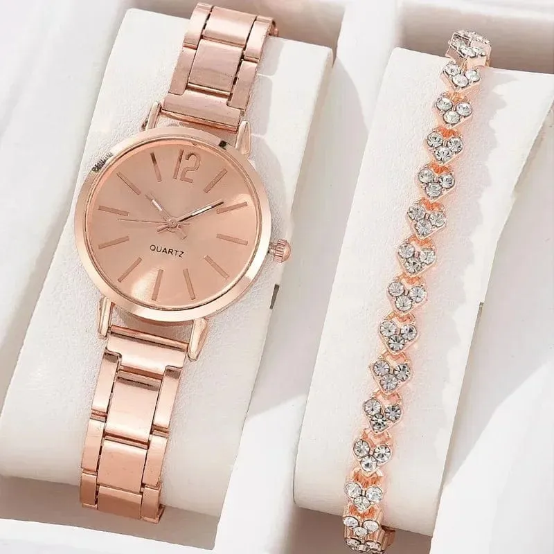Damenmode Einfache Digitale Legierung mit Quarz Uhr Armband 2 stücke Set Luxus Frauen Einfache Zifferblatt Damen Uhren Reloj Mujer