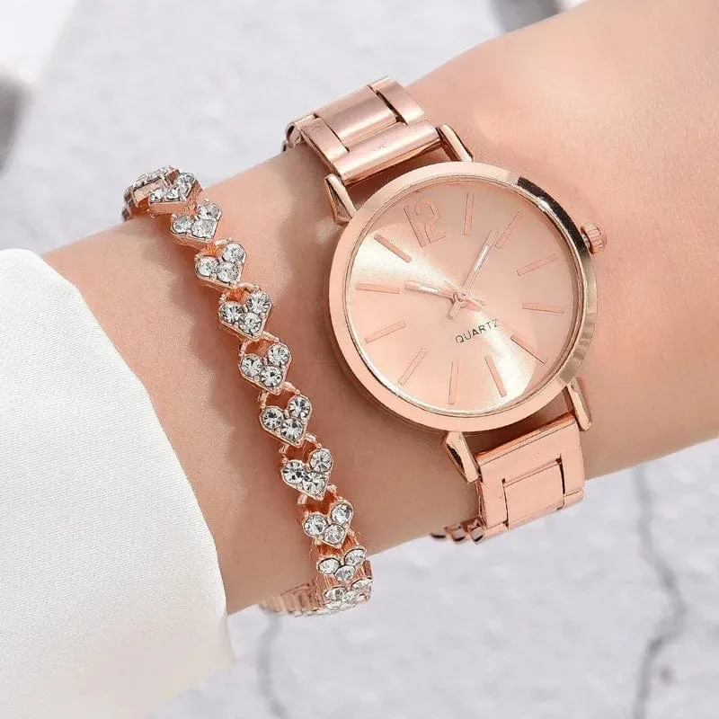 Damenmode Einfache Digitale Legierung mit Quarz Uhr Armband 2 stücke Set Luxus Frauen Einfache Zifferblatt Damen Uhren Reloj Mujer