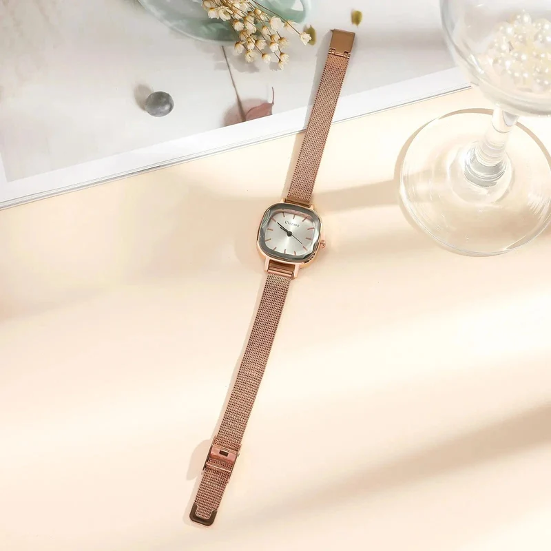 Modische Damen-Armbanduhr mit kleinem Zifferblatt und Quarzwerk