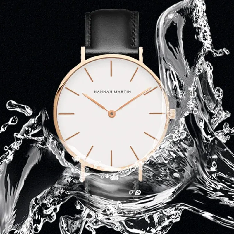 Hannah Martin Marke Mode Japan Quarz Armbanduhren Silber Braun Leder Herrenuhr Wasserdicht Kleid Uhr Männer Casual