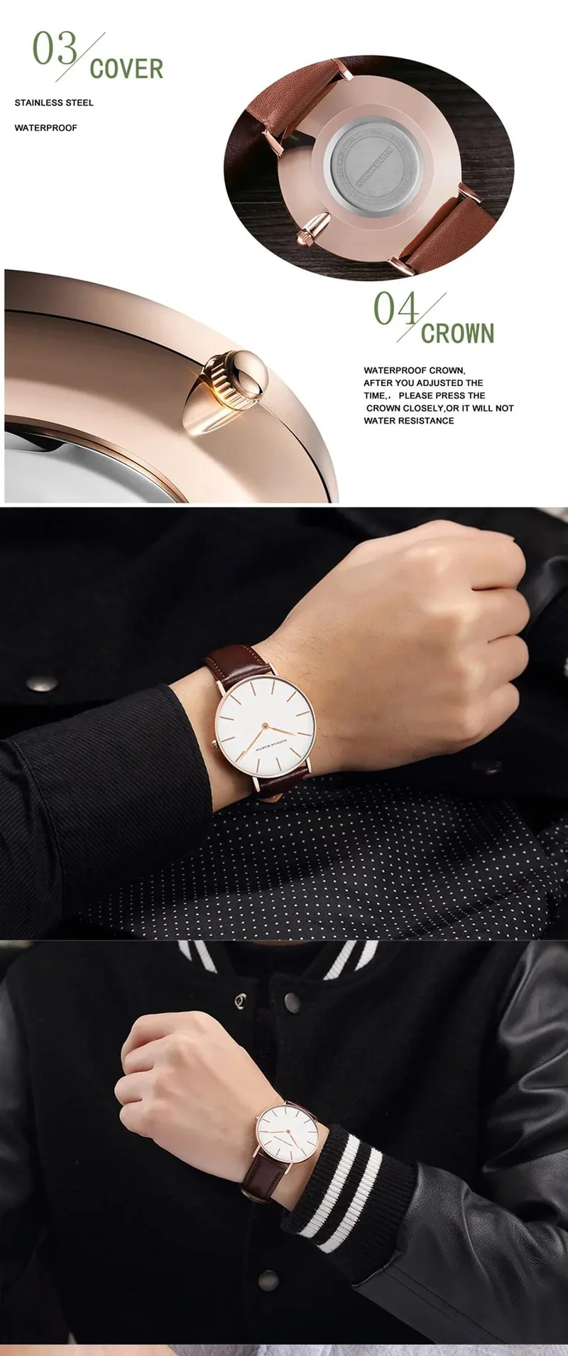 Hannah Martin Marke Mode Japan Quarz Armbanduhren Silber Braun Leder Herrenuhr Wasserdicht Kleid Uhr Männer Casual