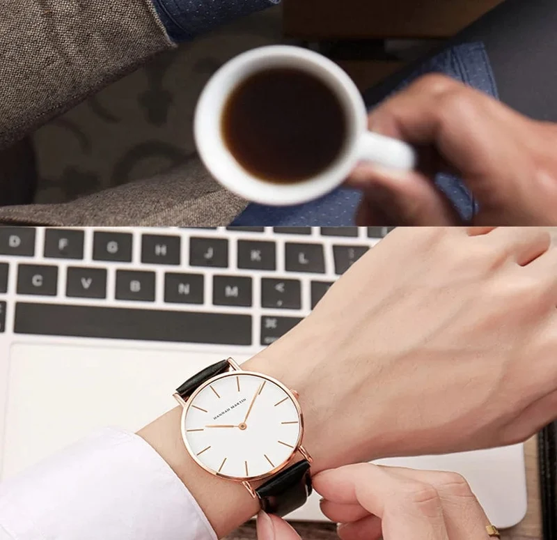 Hannah Martin Marke Mode Japan Quarz Armbanduhren Silber Braun Leder Herrenuhr Wasserdicht Kleid Uhr Männer Casual