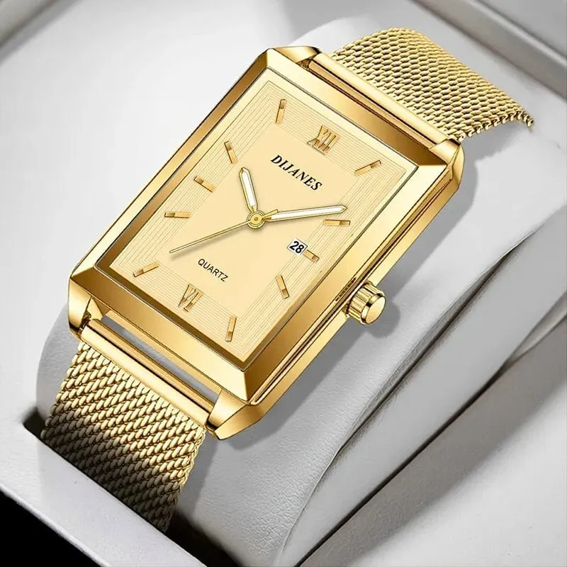 Herrenmode Sportuhren Einfache Männer Luxus Gold Business Ultradünne Edelstahl Mesh Gürtel Quarzuhr