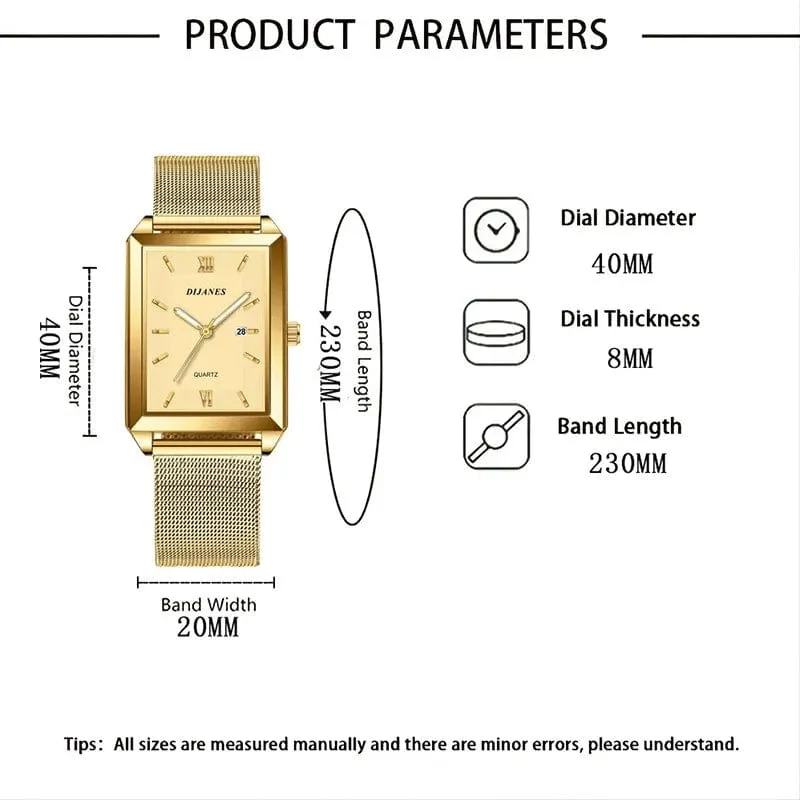 Herrenmode Sportuhren Einfache Männer Luxus Gold Business Ultradünne Edelstahl Mesh Gürtel Quarzuhr