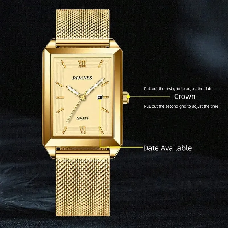 Herrenmode Sportuhren Einfache Männer Luxus Gold Business Ultradünne Edelstahl Mesh Gürtel Quarzuhr