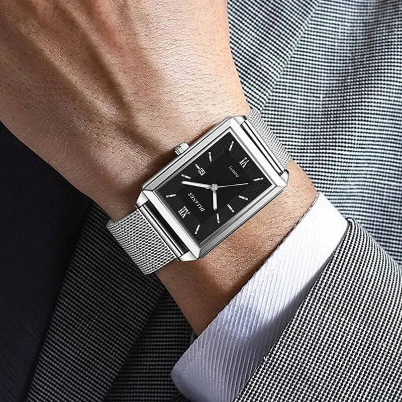 Herrenmode Sportuhren Einfache Männer Luxus Gold Business Ultradünne Edelstahl Mesh Gürtel Quarzuhr