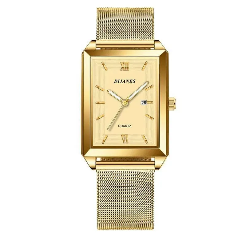 Herrenmode Sportuhren Einfache Männer Luxus Gold Business Ultradünne Edelstahl Mesh Gürtel Quarzuhr
