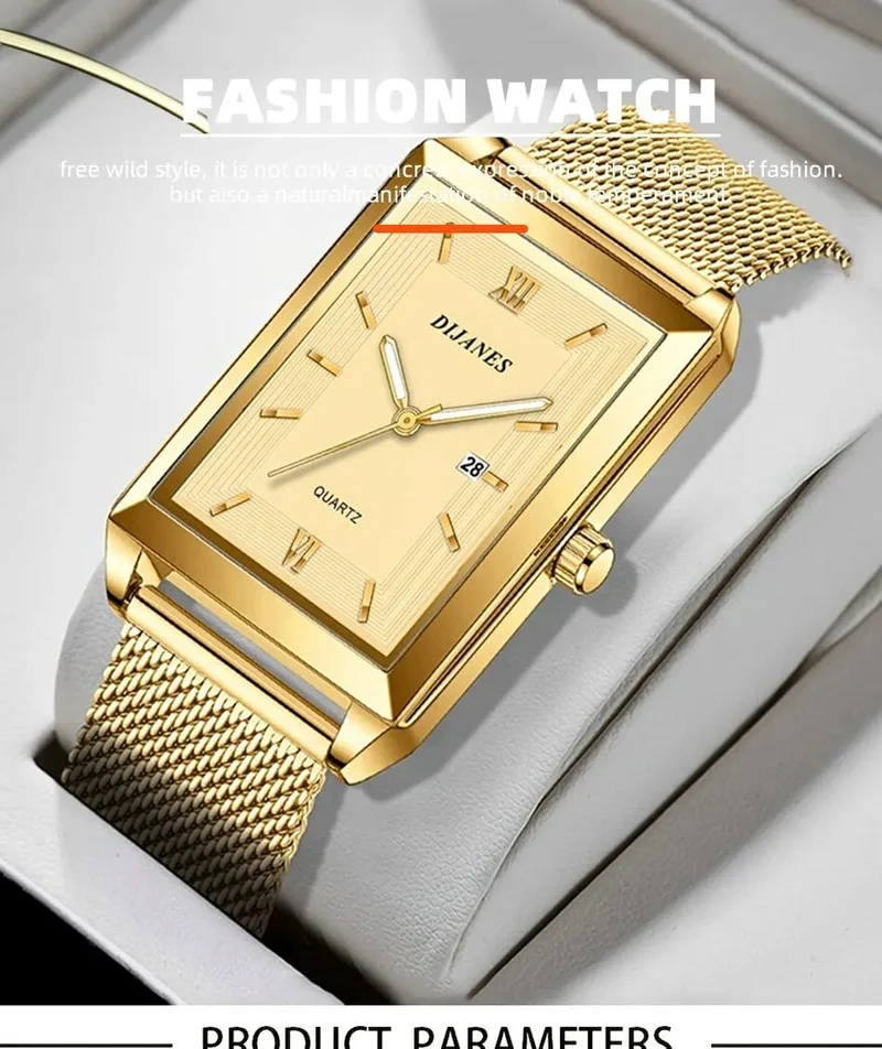 Herrenmode Sportuhren Einfache Männer Luxus Gold Business Ultradünne Edelstahl Mesh Gürtel Quarzuhr