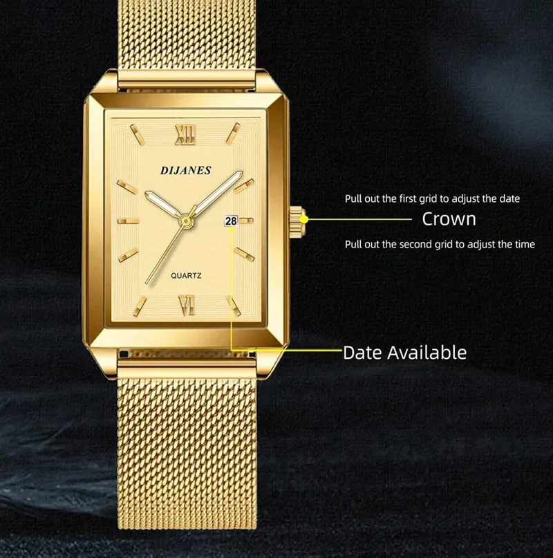 Herrenmode Sportuhren Einfache Männer Luxus Gold Business Ultradünne Edelstahl Mesh Gürtel Quarzuhr
