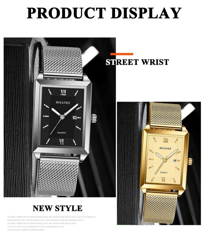 Herrenmode Sportuhren Einfache Männer Luxus Gold Business Ultradünne Edelstahl Mesh Gürtel Quarzuhr
