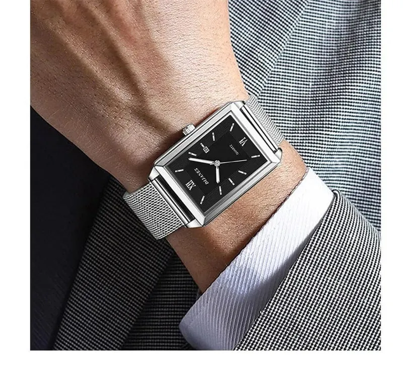 Herrenmode Sportuhren Einfache Männer Luxus Gold Business Ultradünne Edelstahl Mesh Gürtel Quarzuhr
