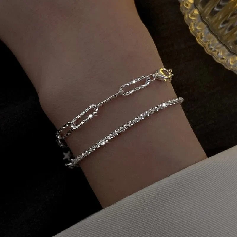 Voller Strasssteine, verstellbares 18 Karat vergoldetes Edelstahlarmband für Frauen 2022, neuer trendiger quadratischer Zirkon-Armbandschmuck