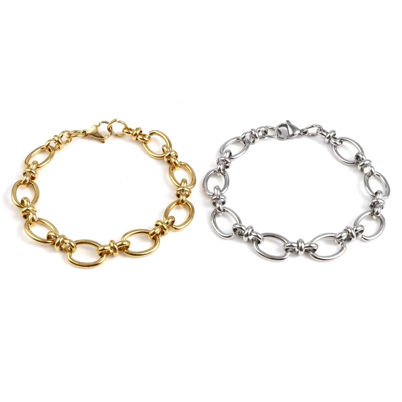 Punk Edelstahl Oval Armbänder Trendy Ketten Armband Für Männer Frauen Schmuck Geschenke Handgemachte Exquisite Schmuck 19.5 cm lang