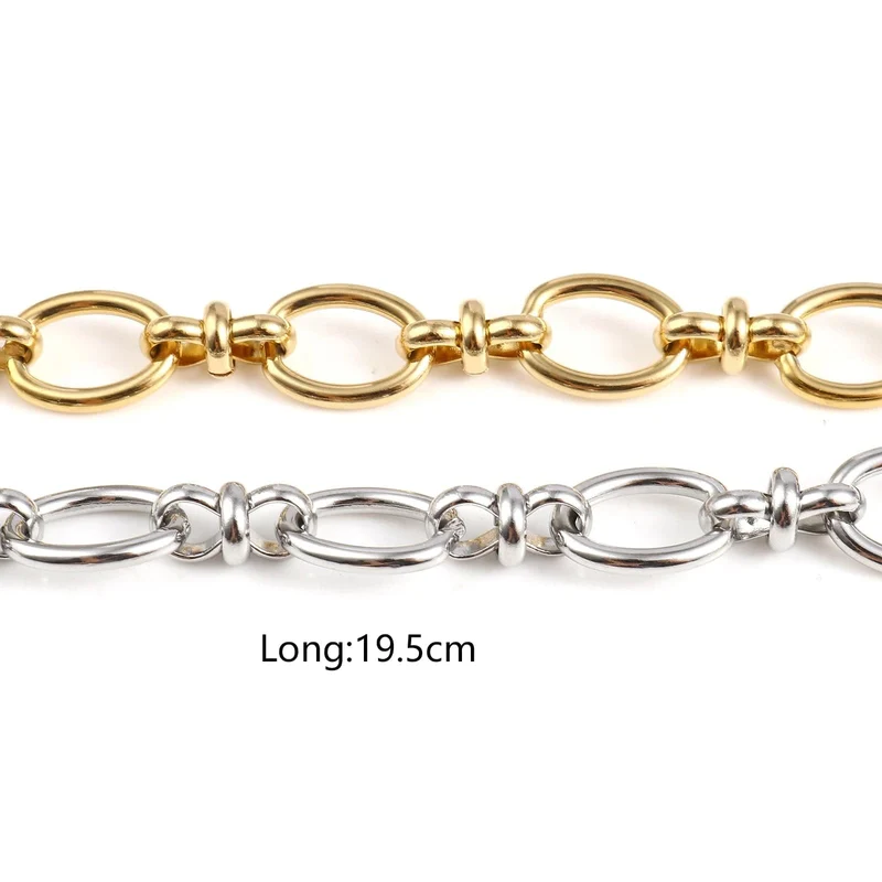 Punk Edelstahl Oval Armbänder Trendy Ketten Armband Für Männer Frauen Schmuck Geschenke Handgemachte Exquisite Schmuck 19.5 cm lang