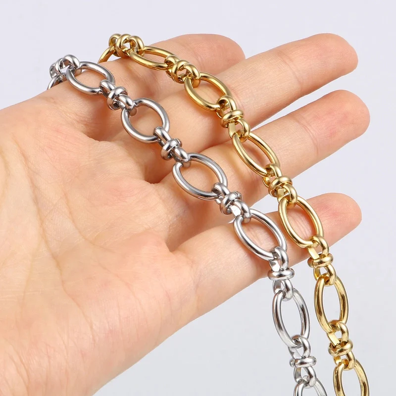 Punk Edelstahl Oval Armbänder Trendy Ketten Armband Für Männer Frauen Schmuck Geschenke Handgemachte Exquisite Schmuck 19.5 cm lang