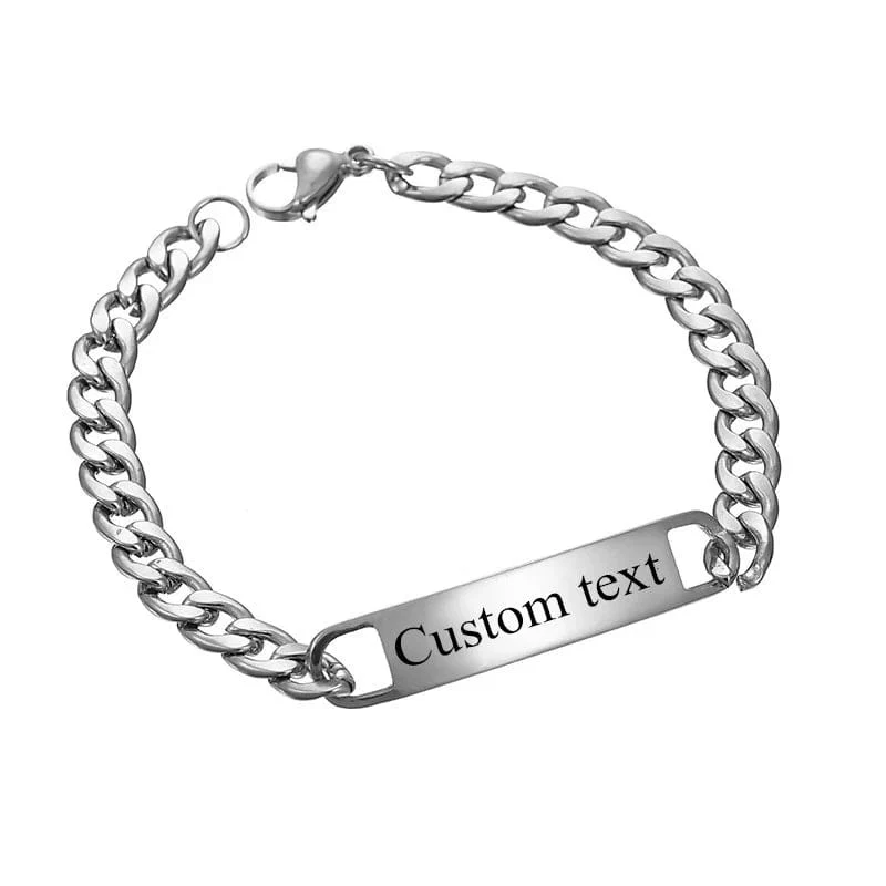 Individuelles Logo Inschrift Augen Gravieren Edelstahl Armband Frauen Personalisiert Für Männer Id Armband Dropshipping