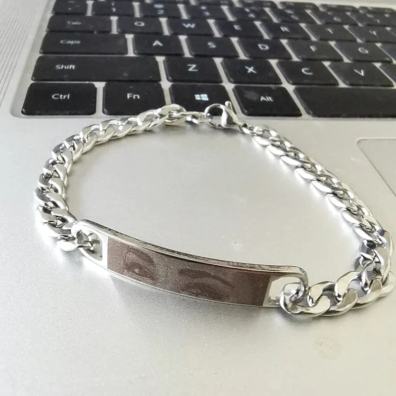 Individuelles Logo Inschrift Augen Gravieren Edelstahl Armband Frauen Personalisiert Für Männer Id Armband Dropshipping