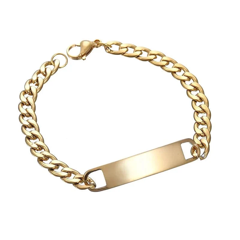 Individuelles Logo Inschrift Augen Gravieren Edelstahl Armband Frauen Personalisiert Für Männer Id Armband Dropshipping