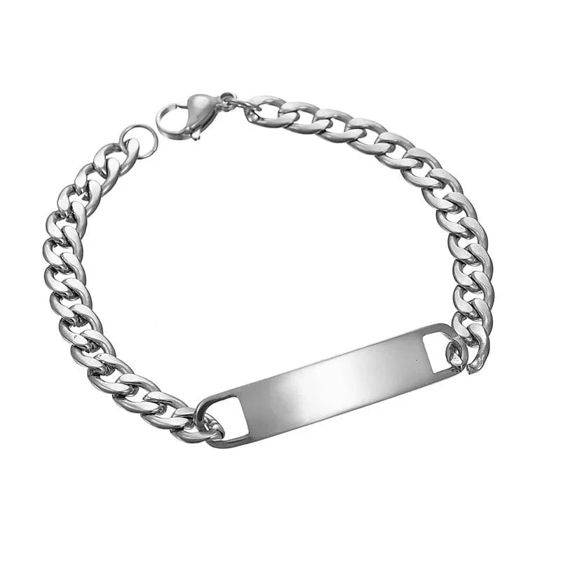 Individuelles Logo Inschrift Augen Gravieren Edelstahl Armband Frauen Personalisiert Für Männer Id Armband Dropshipping