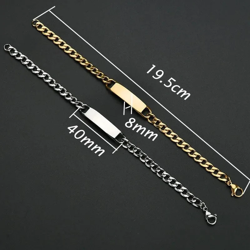 Individuelles Logo Inschrift Augen Gravieren Edelstahl Armband Frauen Personalisiert Für Männer Id Armband Dropshipping