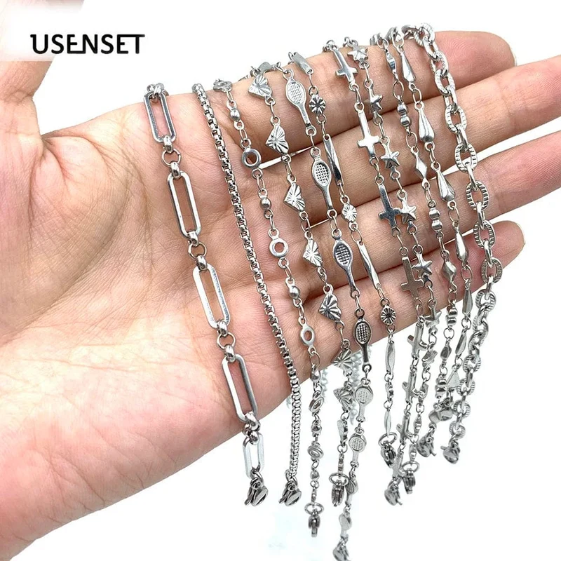USENSET 11 Stile Charm Armband Halskette Frauen Schmuck Edelstahl Seil Ketten Sterne Armreifen Nie Abreiben Armbänder Geschenke