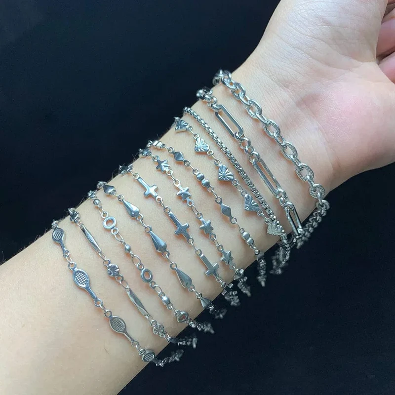 USENSET 11 Stile Charm Armband Halskette Frauen Schmuck Edelstahl Seil Ketten Sterne Armreifen Nie Abreiben Armbänder Geschenke