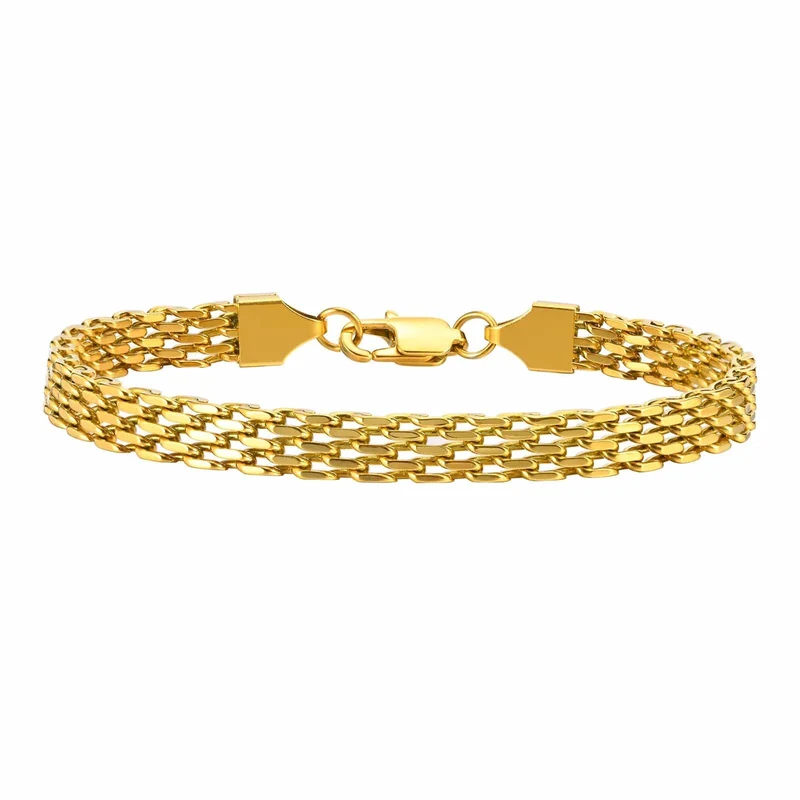Vnox 6 mm Mesh-Gliederketten-Armbänder für Männer und Frauen, Edelstahl-Armband mit italienischen Ketten, Geschenkschmuck, 17/19/21 cm