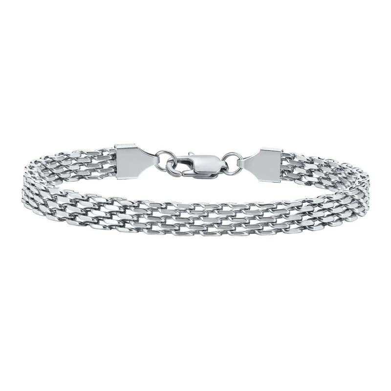 Vnox 6 mm Mesh-Gliederketten-Armbänder für Männer und Frauen, Edelstahl-Armband mit italienischen Ketten, Geschenkschmuck, 17/19/21 cm