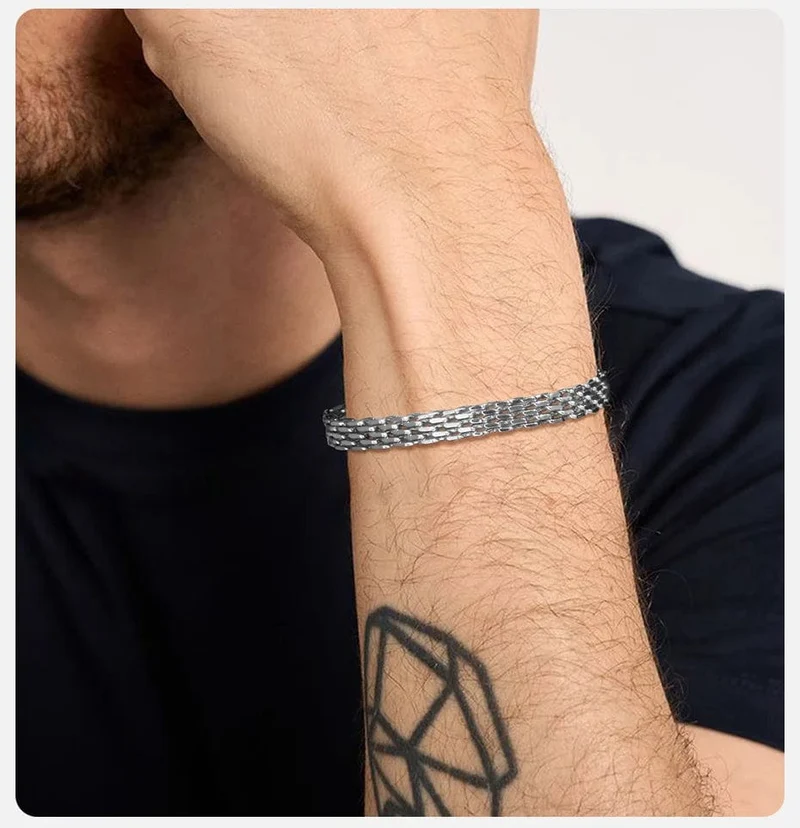 Vnox 6 mm Mesh-Gliederketten-Armbänder für Männer und Frauen, Edelstahl-Armband mit italienischen Ketten, Geschenkschmuck, 17/19/21 cm