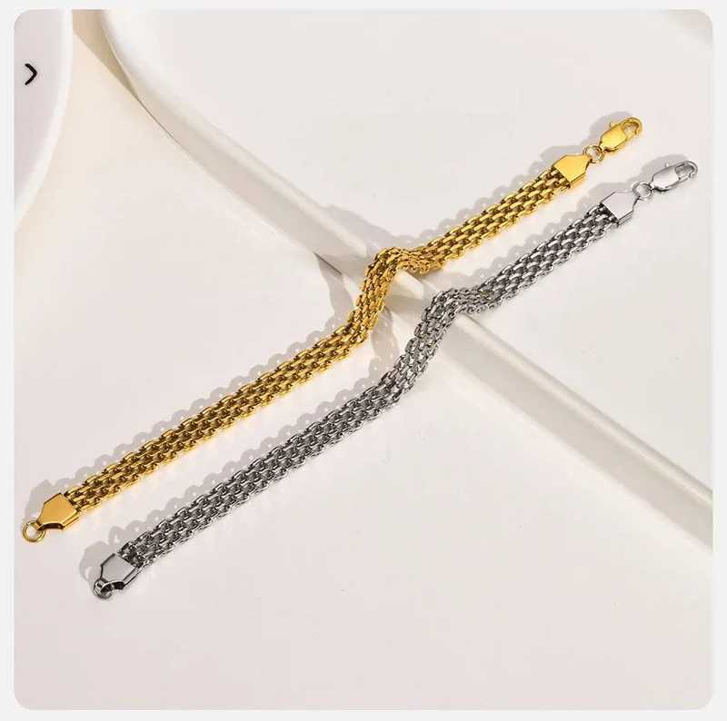 Vnox 6 mm Mesh-Gliederketten-Armbänder für Männer und Frauen, Edelstahl-Armband mit italienischen Ketten, Geschenkschmuck, 17/19/21 cm