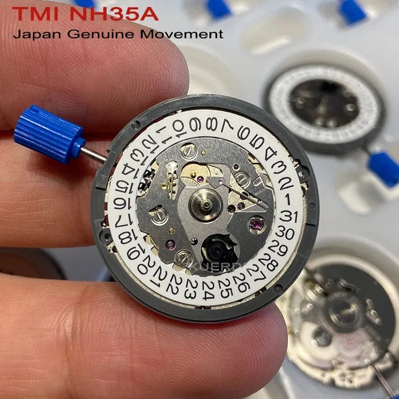 Original Japan NH35 NH35A 24 Schmuck Hohe Genauigkeit Mechanische Automatische Bewegung Weiß Tag Datum 3 uhr Krone