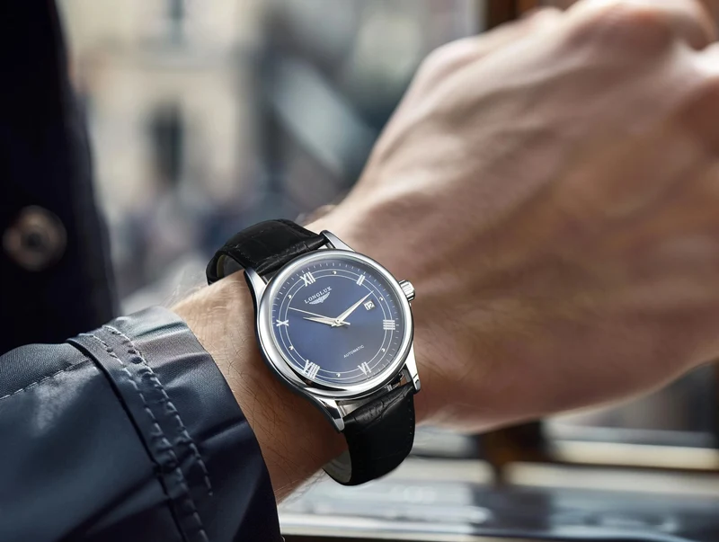 Mann uhr automatische bewegung römischen stil großhandel automatische uhr leder wasserdicht datum LONGLUX mechanische armbanduhren