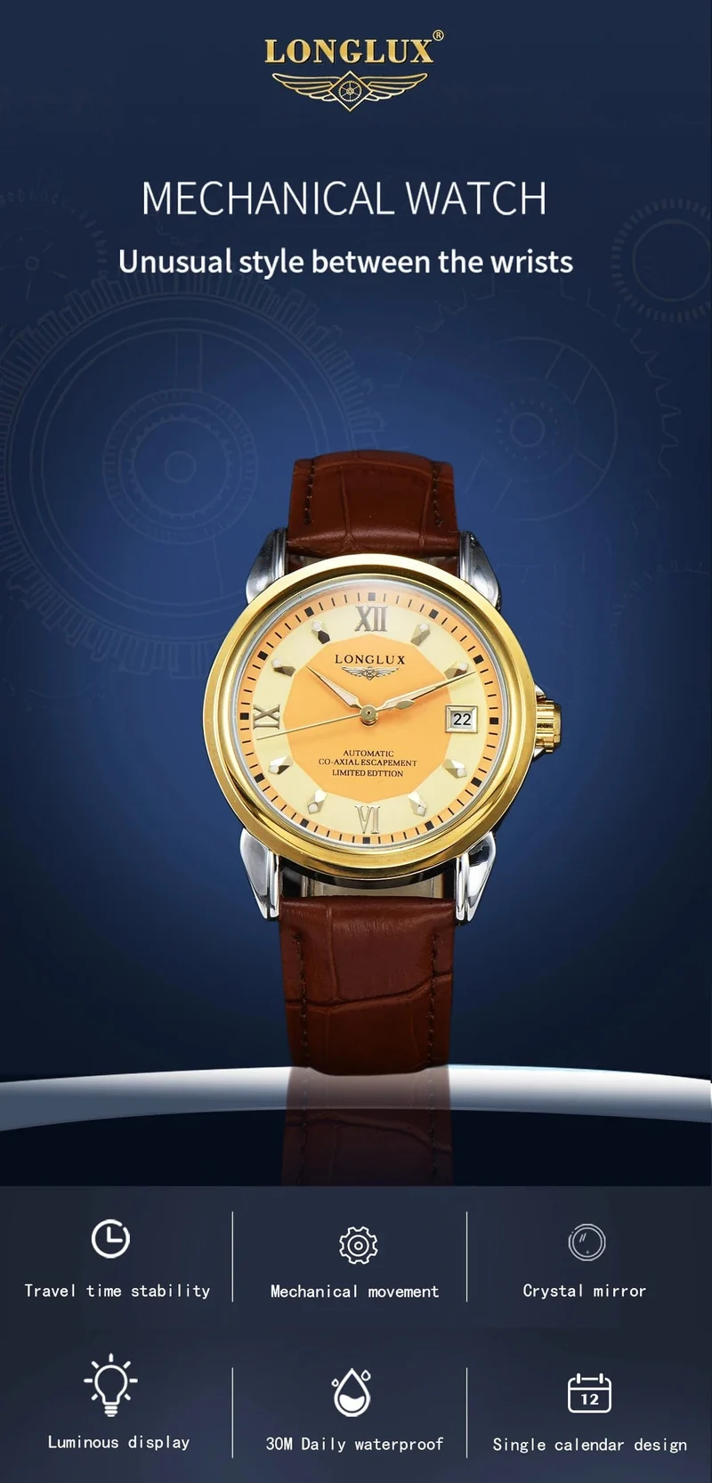 Herrenuhr mit Automatikwerk ist eine ideale Wahl für Business, Freizeit, Dating und jeden Anlass mit einem Kalender als Geschenk